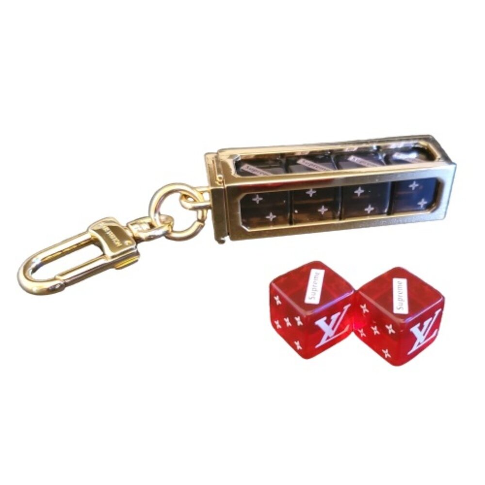 Louis Vuitton x Supreme Dice Keychain MP2072 Brown/Gold + 2 Red/Silver Dice
